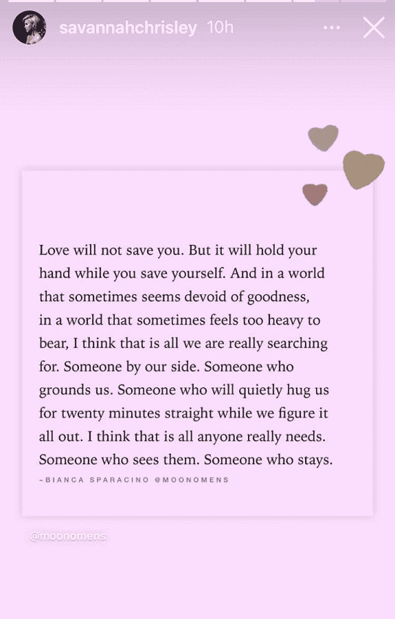   Саваннах Цхрислеи's Love Cryptic Quote [Savannah Chrisley | Instagram Stories]