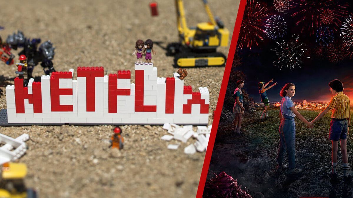 Logotipo da Netflix em Lego e Stranger Things